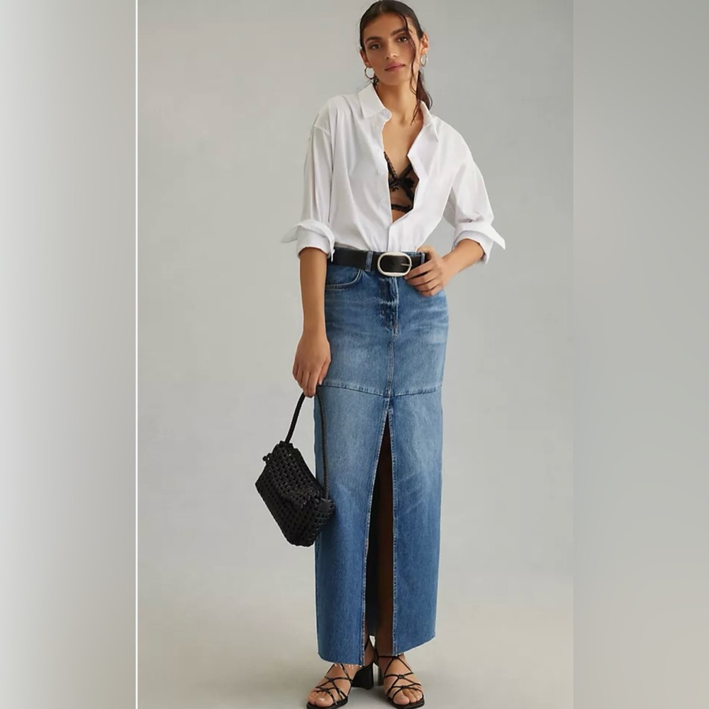 Reformation Blue Denim Maxi Skirt 30